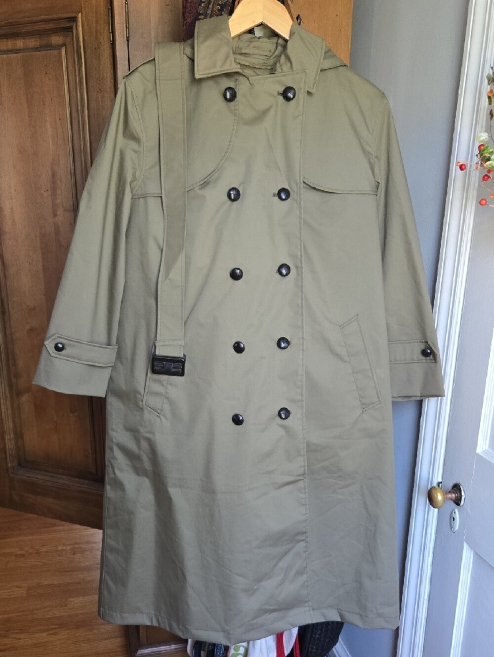 Dutch Women's Military Women's Classic Double-Breasted Trench Coat - Olive Green